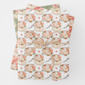 水彩フローラかぼちゃ誕生日ベビーシャワー ラッピングペーパーシート (インサイチュ)