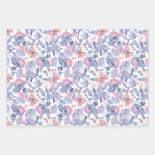 水彩フローラかわいいパステル自然模様 ラッピングペーパーシート (正面3)