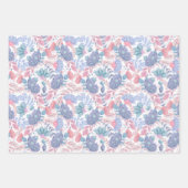 水彩フローラかわいいパステル自然模様 ラッピングペーパーシート (正面2)