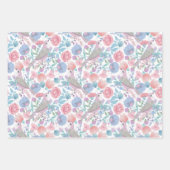 水彩フローラかわいいパステル自然模様 ラッピングペーパーシート (正面)