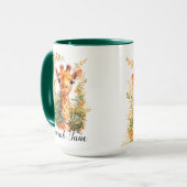 水彩フローラかわいいベビーキラフェサファリ動物 マグカップ (正面左)