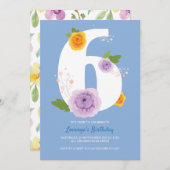 水彩フローラかわいい第6誕生日 セーブザデート (正面/裏面)