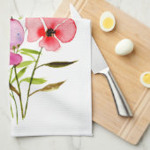 水彩フローラかわいらし野花パーソナライズされた キッチンタオル (四つ折り)