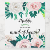 水彩フローラが私のメイド・オブ・オーナー（花嫁付き添い人） ワインラベル (シングルラベル)