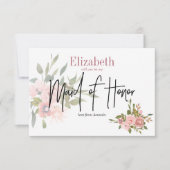 水彩フローラが私のメイド・オブ・オーナー(花嫁付き添い人) 招待状 (正面)