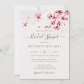 水彩フローラさくらんぼブロッサムブライダルシャワー 招待状 (正面)