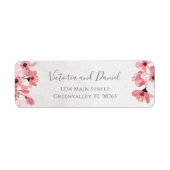 水彩フローラさくらんぼブロッサム差出人住所 ラベル (正面)