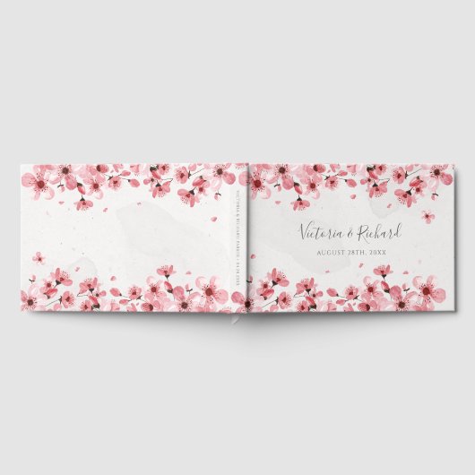 水彩フローラさくらんぼ結婚ブロッサム ゲストブック (全面)