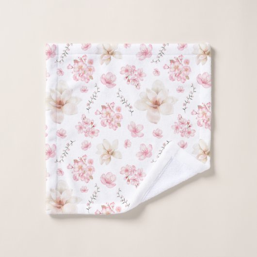 水彩フローラさくらんぼ花花パターン バスタオルセット (ウォッシュタオル)