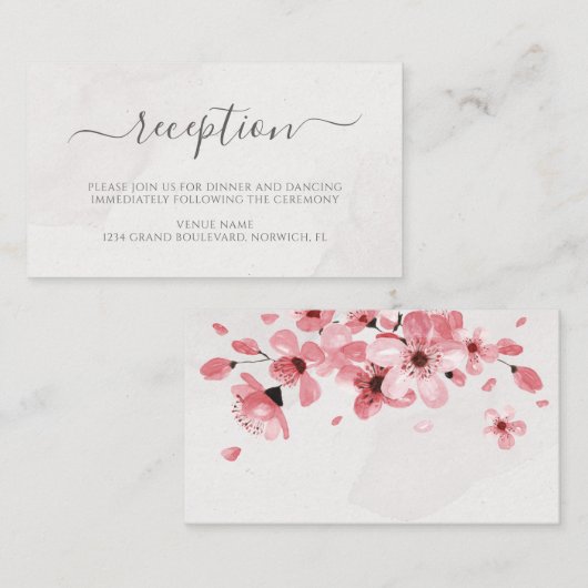 水彩フローラさくらんぼ花花婚式レセプション エンクロージャーカード (正面/裏面)