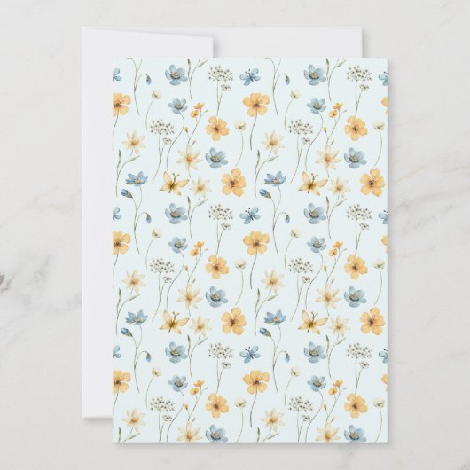 水彩フローラその少年の青い赤ちゃんシャワー 招待状 (裏面)