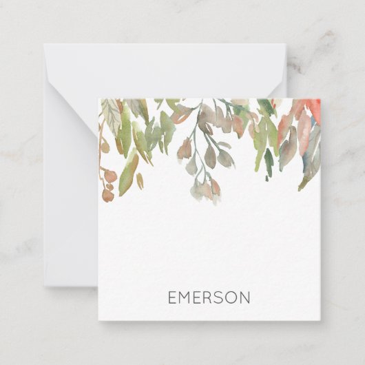 水彩フローラつる植物名カラフルGift ノートカード (正面)