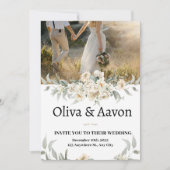 水彩フローラとフォト結婚式招待状 招待状 (正面)