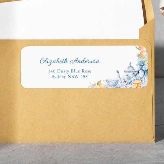 水彩フローラとレモンティーポット差出人住所 ラベル