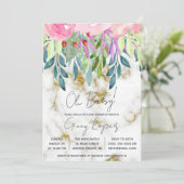 水彩フローラと大理石ベビーシャワー 招待状 (スタンド正面)