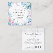 水彩フローラと木素朴牡丹ソーシャルメディア スクエア名刺 (正面/裏面)