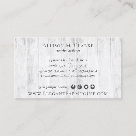 水彩フローラと木素朴牡丹ソーシャルメディア 名刺 (裏面)