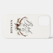 水彩フローラと〔雄ジカの〕枝角の花嫁がiPhone cに Case-Mate iPhoneケース (裏面 (横))