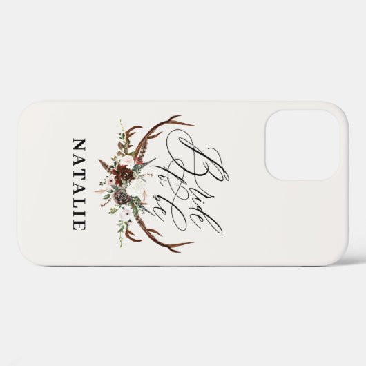 水彩フローラと〔雄ジカの〕枝角の花嫁がiPhone cに Case-Mate iPhoneケース (裏面 (横))