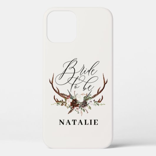 水彩フローラと〔雄ジカの〕枝角の花嫁がiPhone cに Case-Mate iPhoneケース (裏面)