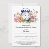 水彩フローラのまわりにザクロックブライダルシャワー 招待状 (正面)