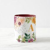 水彩フローラの上品なオレンエレガントジモノグラム マグカップ (中央)