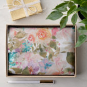 水彩フローラの切り離しピンクスと桃 薄葉紙 (ギフト)