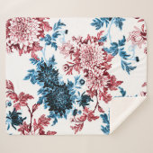 水彩フローラの継ぎ目のない模様（白地） シェルパブランケット (正面(横))