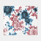 水彩フローラの継ぎ目のない模様(白地) フリースブランケット (正面(横))