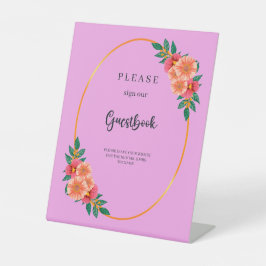 水彩フローラの緑(金ゴールドフレーム結婚) 台座サイン