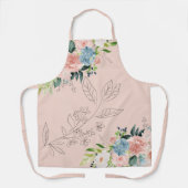 水彩フローラの花束は上品エレガントでモダンす エプロン (正面)