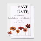 水彩フローラはっきりした赤とオレンジのサンセットカラー ベラム紙招待状 (オフセット)