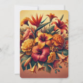 水彩フローラはっきりした赤とオレンジのサンセットカラー 招待状 (裏面)