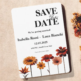 水彩フローラはっきりした赤とオレンジのサンセットカラー 招待状