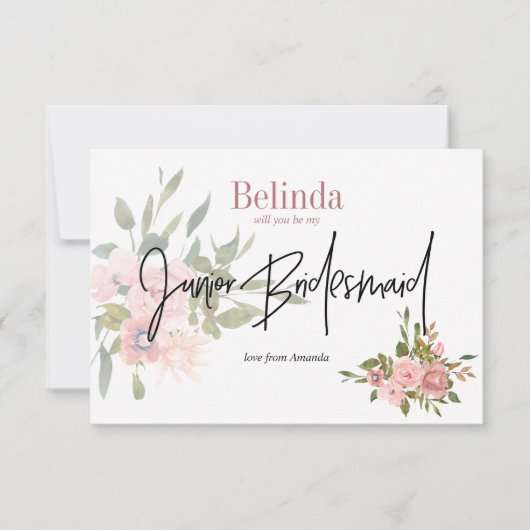 水彩フローラは私のジュニアの花嫁になる 招待状 (正面)