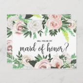 水彩フローラは私のメイドの名誉カード インビテーションポストカード (正面/裏面)