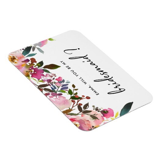 水彩フローラは私の花嫁の付き添いの磁石になる マグネット (右側)