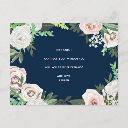 水彩フローラは私の花嫁カード インビテーションポストカード (裏面)