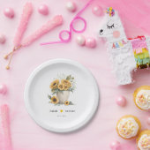 水彩フローラひまわりウェディングレセプション ペーパープレート (パーティー)