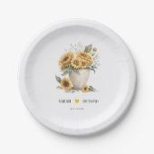 水彩フローラひまわりウェディングレセプション ペーパープレート (正面)