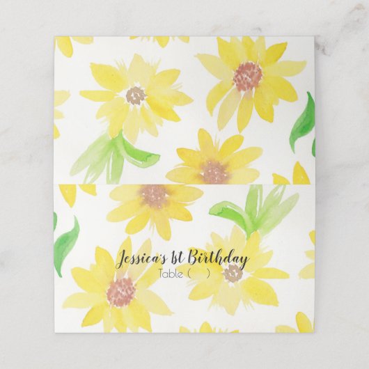 水彩フローラひまわりパターンテントカード プレイスカード (外部開封)