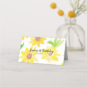 水彩フローラひまわりパターンテントカード プレイスカード (正面)