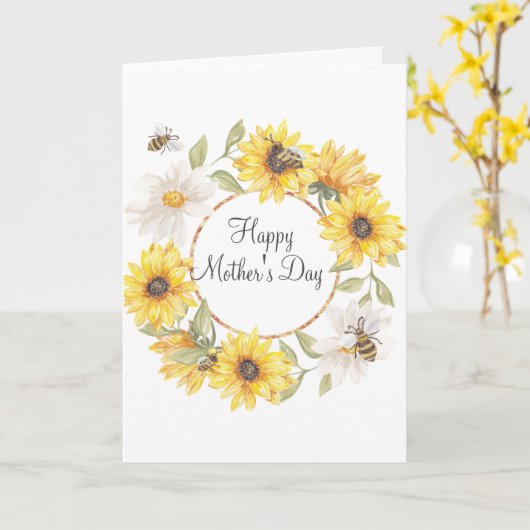 水彩フローラひまわり母の日カード カード (黄色い花)