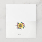 水彩フローラひまわり結婚の プレイスカード (外部開封)