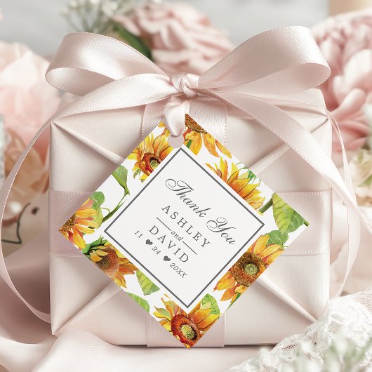 水彩フローラひまわり結婚模様 フェイバータグ