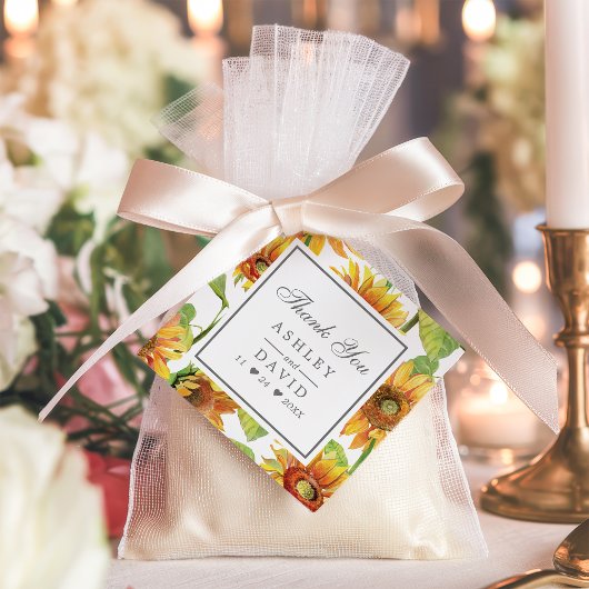 水彩フローラひまわり結婚模様 フェイバータグ