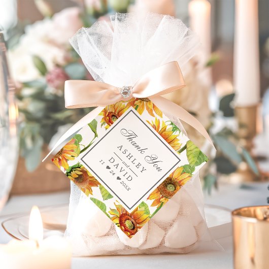 水彩フローラひまわり結婚模様 フェイバータグ