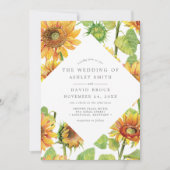 水彩フローラひまわり結婚模様 招待状 (正面)
