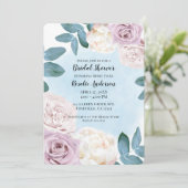 水彩フローラほこりっぽいバラアイボリーブルーブライダル 招待状 (スタンド正面)