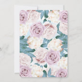 水彩フローラほこりっぽいバラアイボリーブルーブライダル 招待状 (裏面)